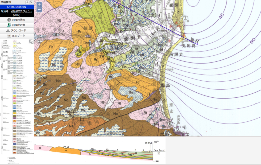 宝立町鵜島地区の地質図